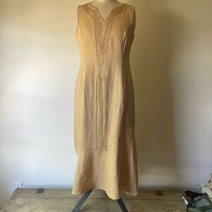 Lagenlook Linen Sleeveless Midi Sheath Dress Size 10